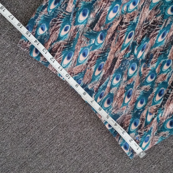 🦚Talbots🦚 - Teal/Tan Peacock/Feather Print Skirt - Picture 8 of 10